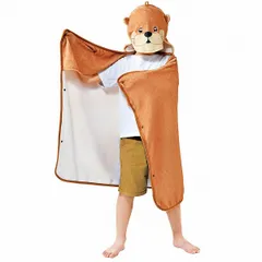 バスタオル フード付き アニマル 動物 子供 子供用 マイクロファイバー 吸水 速乾 巻きタオル ラップタオル ポンチョタオル おしゃれ かわいい お風呂上がり カワウソ グッズ BATH TOWEL（バスタオル）