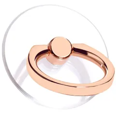 【数量限定】タブレット/スマホ各種他対応（ローズゴールド） 邪魔なし スタンド機能 強力吸着 360回転 片手操作 バンカーリング 落下防止リング 薄型 クリア ホールドリング 透明 スマホリング