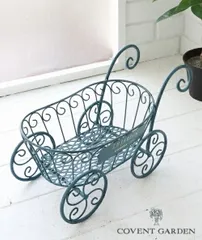 コバルト・クレードルバスケット コベントガーデン COVENT GARDEN アンティーク調 プランタースタンド/フラワースタンド ポットスタンド 1段 スチール製 デザイン 園芸ラック〔ガーデニング 園芸 エクステリア用品〕 US-11