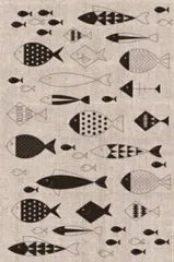 キッチンタオル  ハーフリネン fishes キッチンクロス キッチンワイプ 布巾 ふきん 台拭きスポンジワイプ