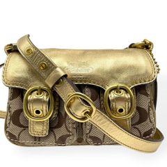 極美品 コーチ ランブラー ショルダーバッグ 2way ゴールド金具 極美品 希少 COACH コーチ ショルダーバッグ キャンバス レザー