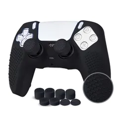 【人気商品】1個/2個（28オプション）、無料の8ボタンキャップ、シリコーン保護、オリジナルの充電器で充電できます、滑り止めデザイン、両面印刷パターンに適しています カバー コントローラー PS5 JYXETOV