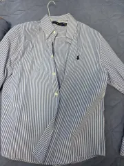 ポロ ストライプ シャツ ブルー L