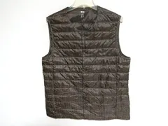 UNIQLO（ユニクロ）ウルトラライトダウンコンパクトVネックベスト/311-411416/茶千鳥格子/NEN'S L：ｍ2297