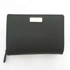 良品 Kate Spade ケイトスペード ラウンドファスナー コンパクトウォレット 二つ折り財布 ブラック レディース 古着 中古 USED