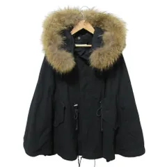 美品 Goa ゴア ラクーンファー ライナー付き フーデッド ポンチョ モッズコート F ブラック レディース 古着 中古 USED
