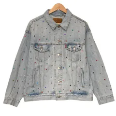 美品 LEVI'S PREMIUM リーバイスプレミアム スタッズストーン付きデニムジャケット トラッカージャケット M ライトブルー メンズ レディース 古着 中古 USED
