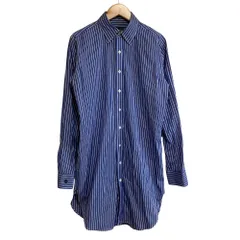 良品 RALPH LAUREN ラルフローレン ストライプ シャツミニワンピース 11 ブルー ホワイト レディース 古着 中古 USED