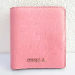 良品 FURLA フルラ レザー コンパクト ウォレット 二つ折り財布 ピンク レディース 古着 中古 USED