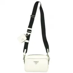 新品 PRADA プラダ イタリア製 サフィアーノレザー ショルダーバッグ 2VH170 WHITE(FOPG7 BIANCO) トライアングルロゴ カバン g23817
