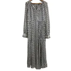 美品 22AW FRAY I.D フレイアイディー プリントボウタイワンピース サイズ0 ネイビー ベージュ レディース 古着 中古 USED