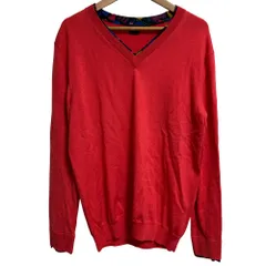 美品 PS Paul Smith ピーエスポールスミス Vネック ニット プルオーバー セーター サイズL レッド レディース 古着 中古 USED