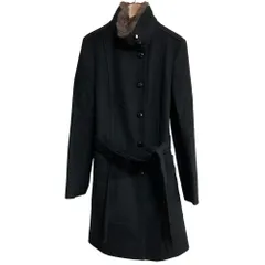 美品 組曲 クミキョク カシミヤブレンド ラビットファー スタンドカラー ロングコート サイズ3 ブラック レディース 古着 中古 USED