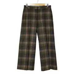 美品 theory luxe セオリーリュクス ウール チェック ワイドパンツ スラックス サイズ42 ブラウン系 レディース 古着 中古 USED