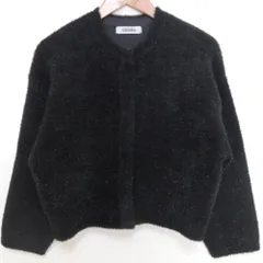 美品 23AW COCO DEAL ココディール ラメフェザー ダブルフェイスショートガウン コート ジャケット 2 チャコールブラック レディース 古着 中古 USED