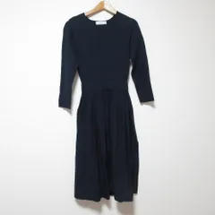 美品 CELFORD セルフォード プリーツ見えニットワンピース 36 ネイビー レディース 古着 中古 USED