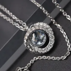 M761 スワロフスキー SWAROVSKI ペンダント ネックレス ブルー系カラー ラインストーン デザイン シルバー