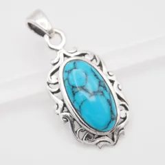 M526 ターコイズ トルコ石 925刻印 ペンダント トップ デザイン シルバー チャーム ヘッド ヴィンテージ 12月誕生石