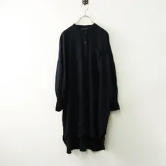 ミズイロインド mizuiro ind バンドカラーシャツワンピース＼ネイビー ドレス ワイド ブラウス ロング【2400014749533】