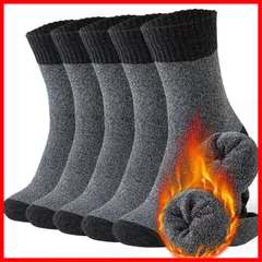 あったか 防寒 吸汗消臭 厚手 5足セット 耐久性 暖かい 保温 冬 登山 メンズ 靴下 靴下 24-28㎝ [MOSOTECH]