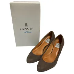 美品 LANVIN en Bleu ランバンオンブルー スエード キルティング パンプス 23.5cm ブラウン レディース 古着 中古 USED