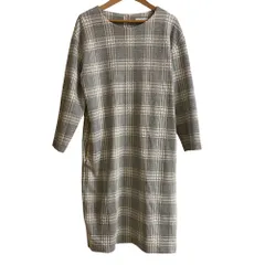 美品 BEAUTY&YOUTH ビューティ＆ユース ユナイテッドアローズ フクレチェック ジャガードワンピース グレー レディース 古着 中古 USED