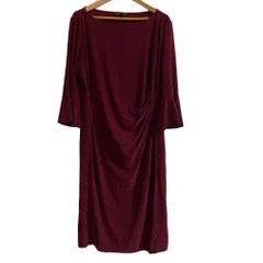 美品 LAUREN RALPH LAUREN ローレンラルフローレン ドレープ ドレスワンピース サイズ10 レッド レディース 古着 中古 USED