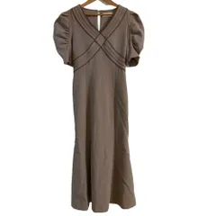 美品 LILY BROWN リリーブラウン ギャザースリーブ ワンピース サイズF ピンクベージュ レディース 古着 中古 USED