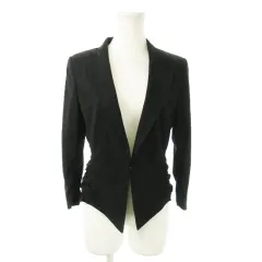 コムサイズム COMME CA ISM ジャケット テーラード 七分袖 フェイクスエード ギャザー 薄手 M 黒 ブラック /AO7