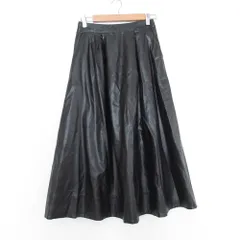 美品 22AW Grace Class グレースクラス フェイクレザータックスカート 0222321216 38 ブラック レディース 古着 中古 USED