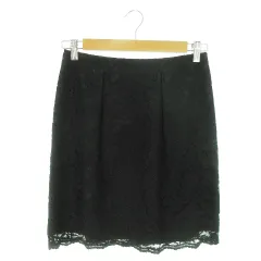 ガリャルダガランテ GALLARDAGALANTE スカート 総レース タイト ミニ 花柄 キレイめ 0 黒 ブラック /AO23