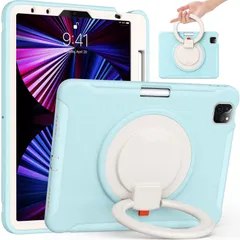 【新着商品】Air 11インチ (M3/2025新型，M2/2024年) 対応 ケースAir 第4・5世代 2022/2020 対応 ケースiPad Pro 11 iPad 第4/3/2/1世代 用 カバー リング付き 衝撃吸収 軽い 頑丈 360°回転スタン