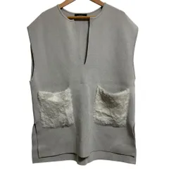 美品 green label relaxing グリーンレーベルリラクシング ユナイテッドアローズ ポケット ニットベスト ライトグレー レディース 古着 中古 USED