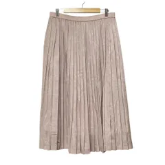 美品 組曲 クミキョク サテン ロング イージー プリーツスカート 大きいサイズ 7 ピンク レディース 古着 中古 USED