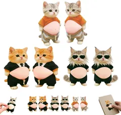 【6点セット】太った猫ぷにぷにシーお腹 シール お腹ぷにぷにシルール  3D面白お腹ぷくぷくシール かわいい漫画猫ピンチステッカール 3D柔らかいお腹 可能再利用ソフト携帯電話の装飾お腹もちもちシ-ール 子供用スクラップブックデカール   衝突防止