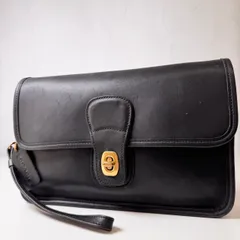 ✨BCランク　 COACH　old coach　vintage　 Turn lock　clutch bag　Pouch　small bag　black　glove-tanned leather　USA　9832　「124EL」