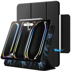 【新着商品】M5/M4(2025/2024)用 マグネットケース 13インチ Pencil Pro/Pencil(USB-C)に対応 Pro 強力な磁気 スリム iPad 三つ折りスタンドタブレットカバー 自動ウェイク/スリープ機能付き JETech (ブラッ