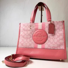✨ABランク　 COACH　ンプシー　キャリーオール　シグネチャー　２way　ショルダーバッグ　ハンドバッグ　bag　ピンク　ｃ8448　「120EL」