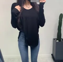 ブラック 基本 長袖 Tシャツ