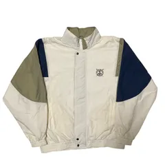 ナイロンジャケット ボースト BOAST テニスウェア スポーツ ウィンドブレーカー オリーブ ネイビー ブロックデザイン ジャパニーズ メイプルリーフ 刺繍 ヴィンテージアイテム 2XL アウター CHMレディース ユニセックス メンズ 古着 長袖