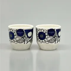 ARABIA(アラビア) ペアグラス新品同様  白×ブルー×黒 ミニカップ/フラワー