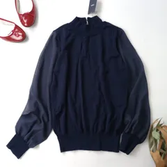 ◯ 新品 SHIPS シップス シアースリーブ ハイネック ニットソー ネイビー 紺(61E＋9849)26H