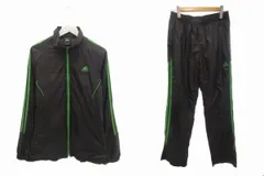 アディダス adidas CLIMAPROOF ウィンド ジャケット ボトムス セットアップ M 黒 ブラック グリーン系 ジップアップ 上下 