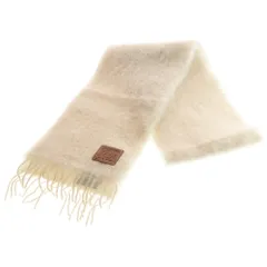LOEWE (ロエベ) アナグラム フリンジマフラー アイボリー ベージュ モヘヤ