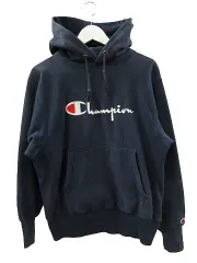 チャンピオン CHAMPION 90s リバースウィーブ パーカー USA製 ネイビー M スクリプト 刺繍ロゴ スウェット プルオーバー ヴィンテージ