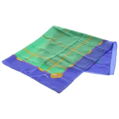 CHANEL (シャネル) チェーンモチーフ スカーフ ブルー×グリーン