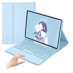 【人気商品】(スカイブルー) キーボード Bluetooth スマート 分離式 マグネット マウス機能 ペンホルダー付き タッチパッド付きスタンド 9.7インチ用のキーボードケース 6世代 第5世代 iPad GOOVEN