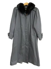 Z1729 ONWARD  オンワード　ファー付き　トレンチコート　スプリングコート　ロング　ブルー系　レディース　サイズL