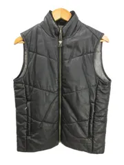 ジャーナルスタンダード JOURNAL STANDARD レザーベスト 中綿 ジップアップ M 黒 ブラック トップス 