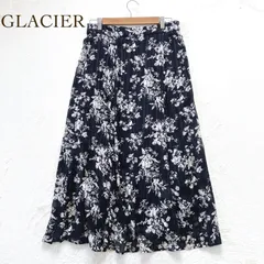 グラシア ロング丈　花柄プリーツスカート 総柄　フレア　裏地あり (LL)